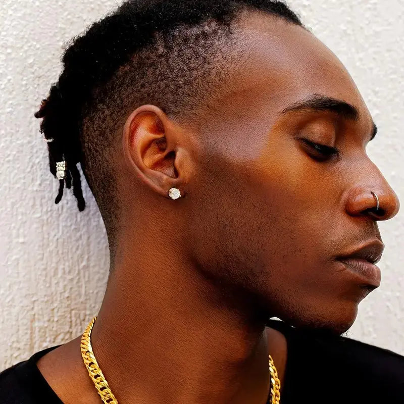 2pcs Hip-hop Men's Round Earrings with Electroplating