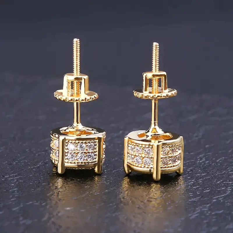 2pcs Hip-hop Men's Round Earrings with Electroplating