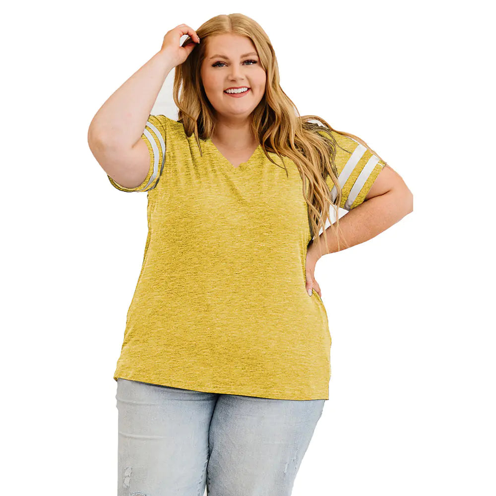 Summer V-neck Short Sleeve T-shirt for Women