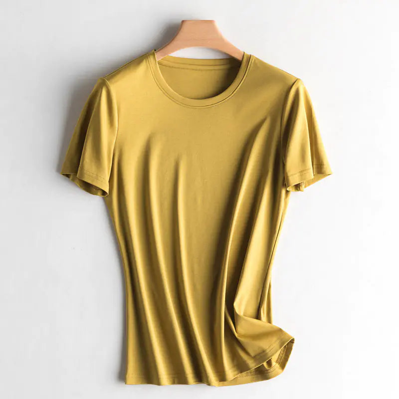 V-Neck Silk Cotton T-Shirt for Women - Summer 2020