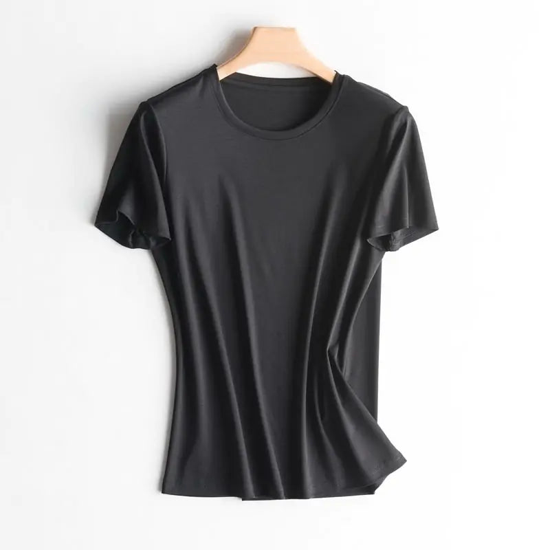 V-Neck Silk Cotton T-Shirt for Women - Summer 2020