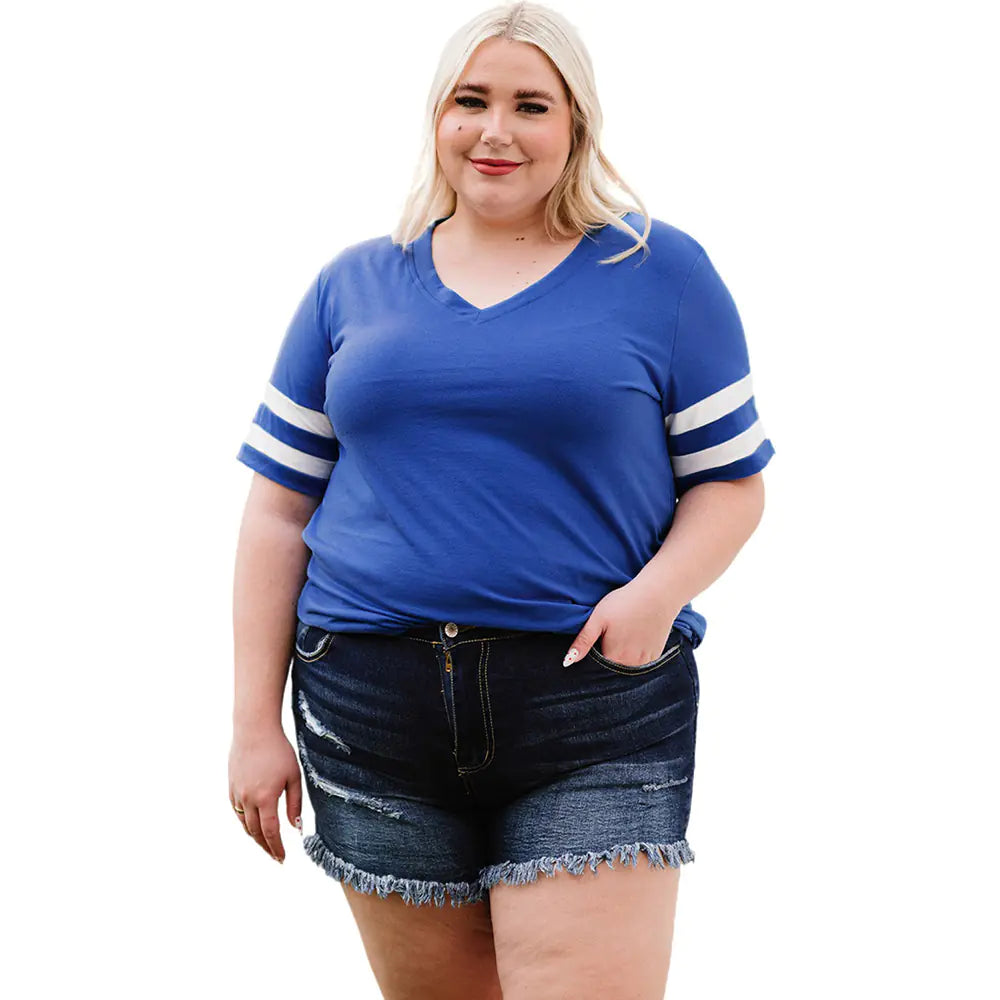 Summer V-neck Short Sleeve T-shirt for Women