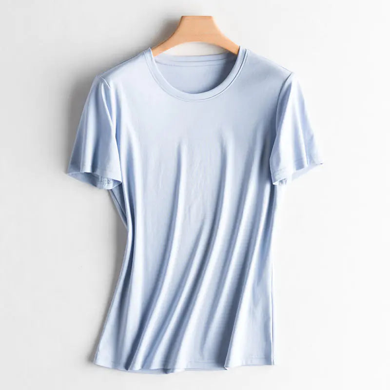 V-Neck Silk Cotton T-Shirt for Women - Summer 2020