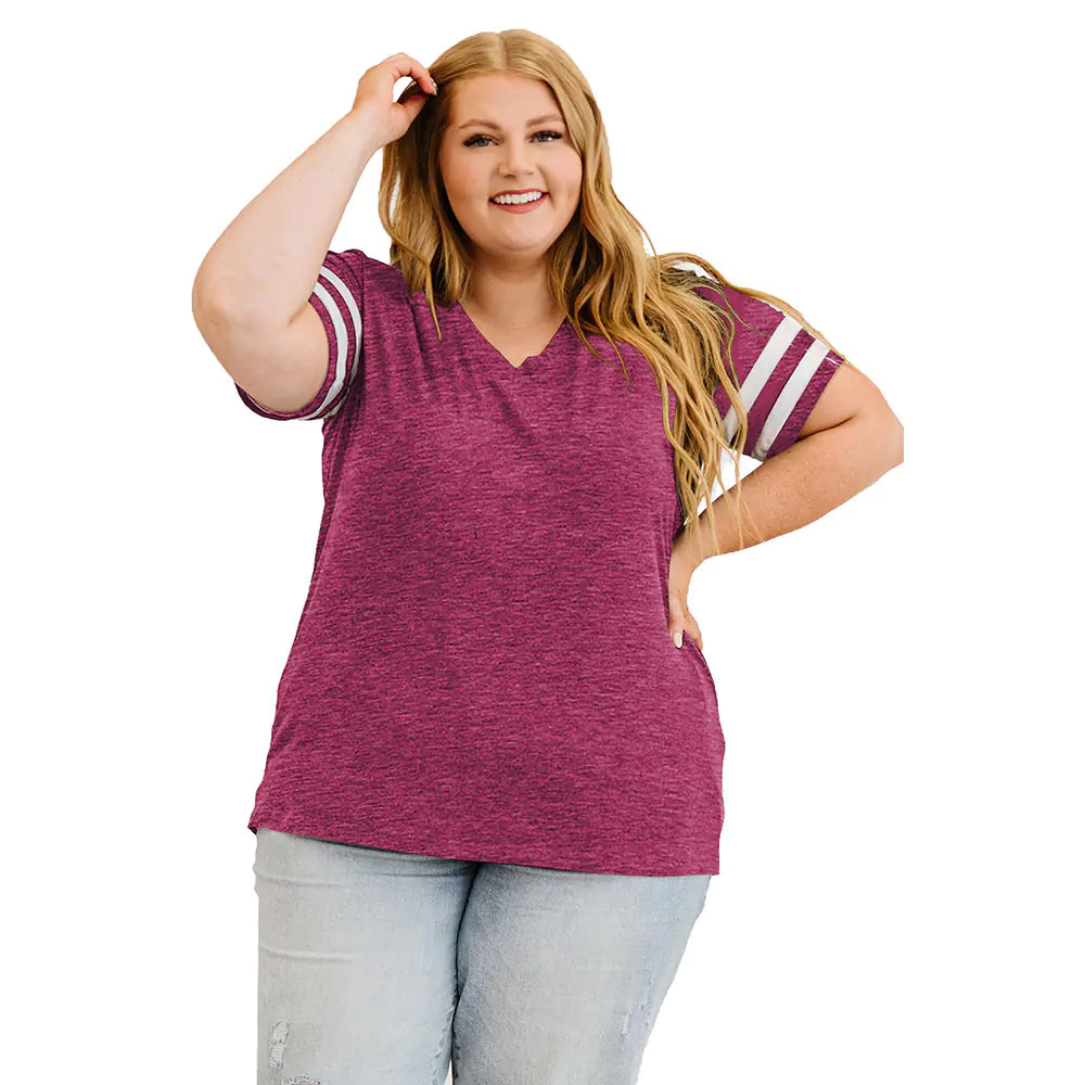 Summer V-neck Short Sleeve T-shirt for Women