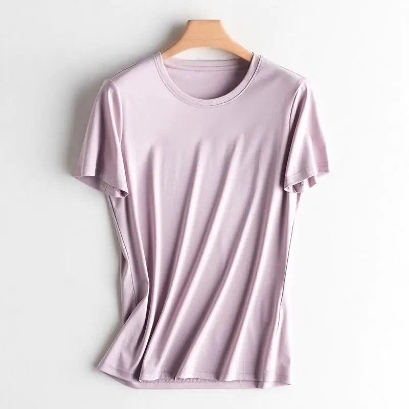 V-Neck Silk Cotton T-Shirt for Women - Summer 2020