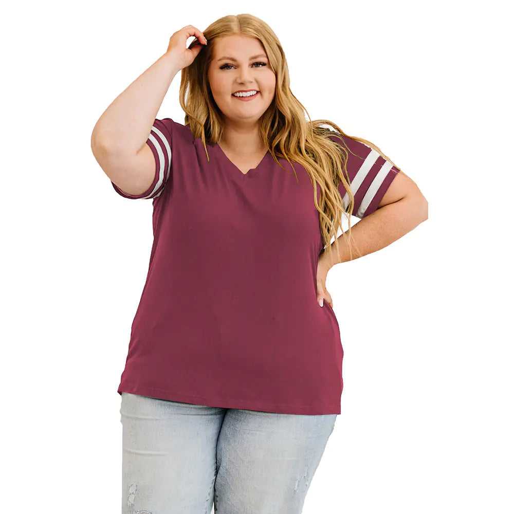 Summer V-neck Short Sleeve T-shirt for Women