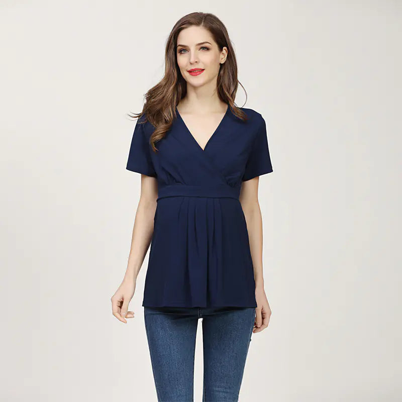 Summer Plus Size V-Neck Maternity T-Shirt for Women